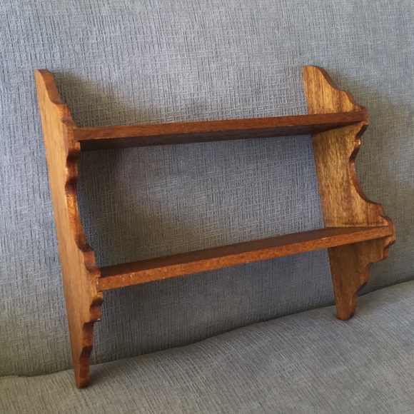 Vintage Handmade Wood Double Shelf